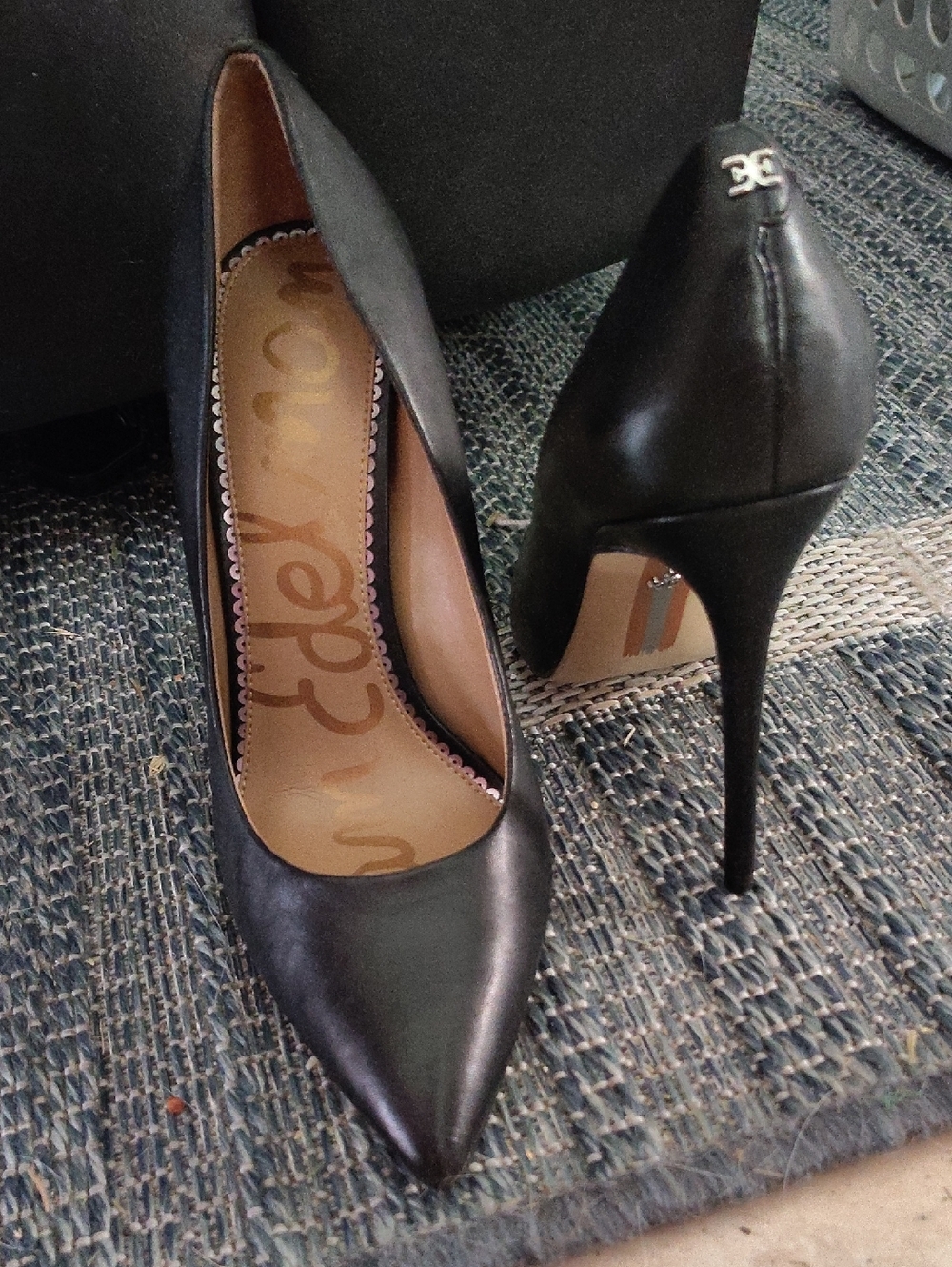 Sam Edelman Black Leather Pointed Toe Stiletto Heels Size 10